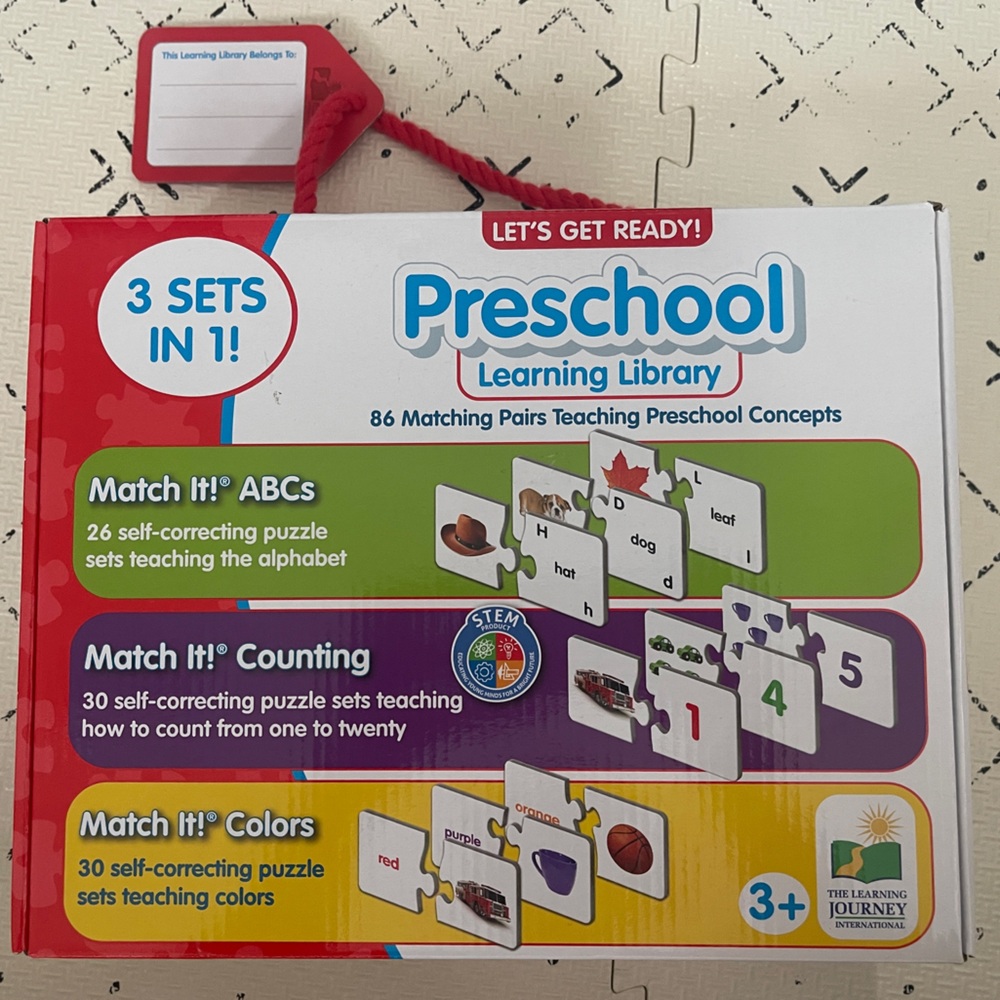 Preschool ABC, counting and colors matching puzzle game